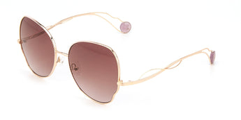 Enni Marco 🇮🇹 Gold 18 Karat Cat Eye ( Made in Italy ) Women's Sunglasses(UV) - نضاره دوت كوم | رقم 1 للنظارات الأصليه في مصر