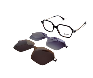 Gestapo rectangle Optical Men Clip on Polarized