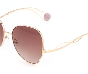 Enni Marco 🇮🇹 Gold 18 Karat Cat Eye ( Made in Italy ) Women's Sunglasses(UV) - نضاره دوت كوم | رقم 1 للنظارات الأصليه في مصر