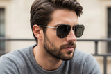 Enni Marco 🇮🇹 ( Made in Italy ) Square Men Sunglasses(UV) - نضاره دوت كوم | رقم 1 للنظارات الأصليه في مصر