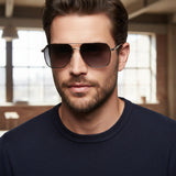 Enni Marco 🇮🇹 Square ( Made in Italy ) Men Sunglasses (UV) - نضاره دوت كوم | رقم 1 للنظارات الأصليه في مصر