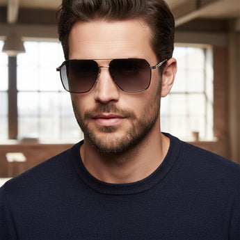 Enni Marco 🇮🇹 Square ( Made in Italy ) Men Sunglasses (UV) - نضاره دوت كوم | رقم 1 للنظارات الأصليه في مصر