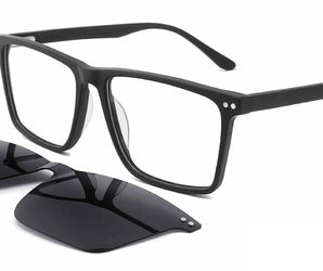 Enni Marco 🇮🇹 ( Made in Italy ) Square unisex Optical Frame Clip-on